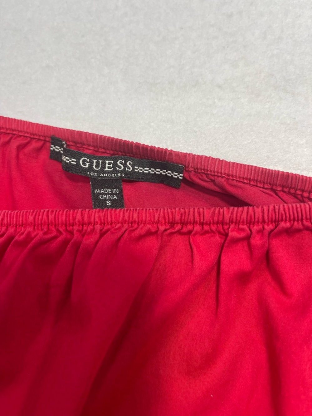 Guess Red Off Shoulder Blouse Small Ruffle Sleeve Pearl Detail Top - Picture 4 of 7